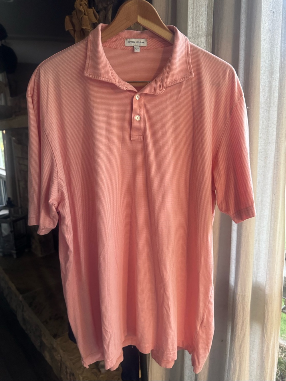 Peter Millar Men's Pima Cotton Striped Jersey Golf Polo Shirt Size XXL